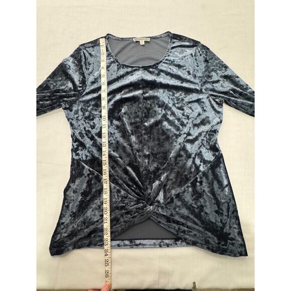 Pleione Blue Velvet Long Sleeve Knot Front Shirt Sz S Dark Fairy Y2K WhimsiGoth - Picture 6 of 7